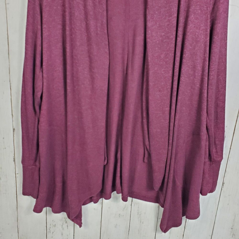 Style & Co Cardigan Sweater Womens Medium Burgundy Duster Open Front Pockets - Picture 4 of 11